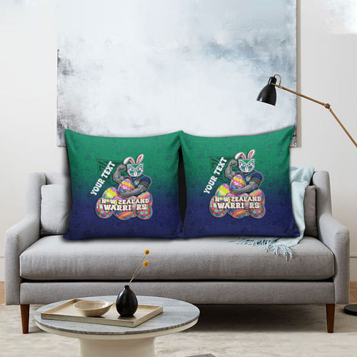 Personalized New Zealand Warriors Pillow Cover Easter Mascot - Colorful Eggs Cartoon Style