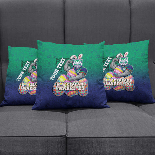 Personalized New Zealand Warriors Pillow Cover Easter Mascot - Colorful Eggs Cartoon Style