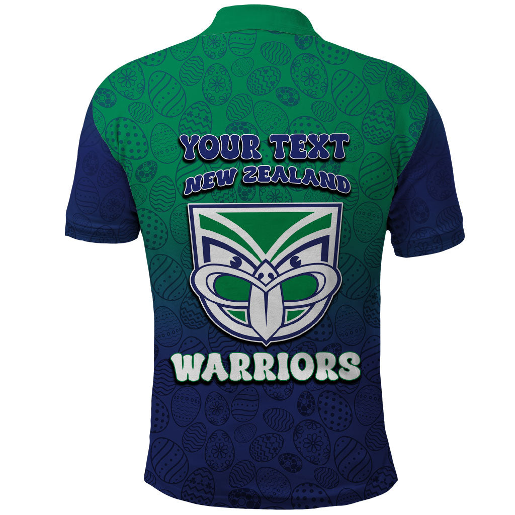 Personalized New Zealand Warriors Polo Shirt Easter Mascot - Colorful Eggs Cartoon Style
