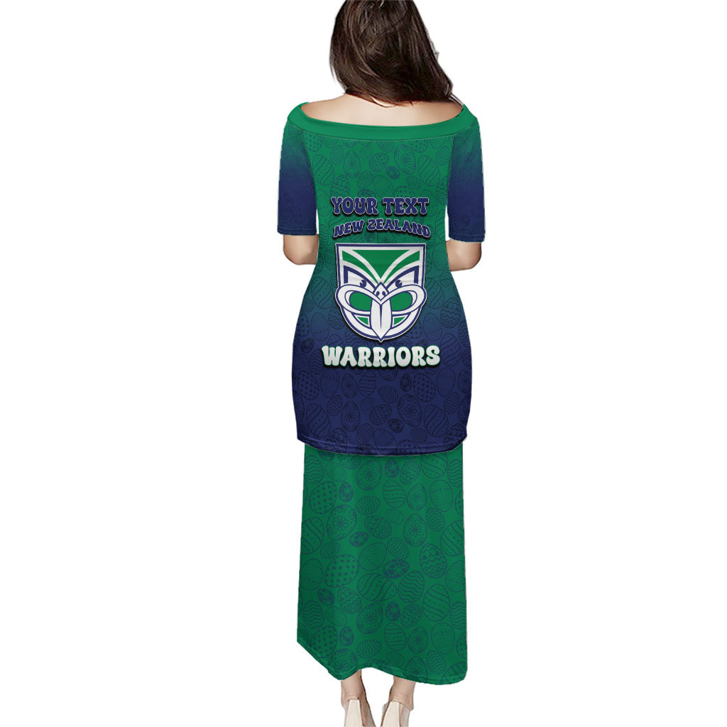 Personalized New Zealand Warriors Puletasi Easter Mascot - Colorful Eggs Cartoon Style