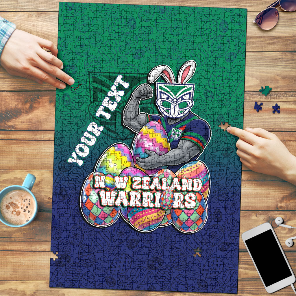 Personalized New Zealand Warriors Puzzle Easter Mascot - Colorful Eggs Cartoon Style