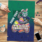 Personalized New Zealand Warriors Puzzle Easter Mascot - Colorful Eggs Cartoon Style