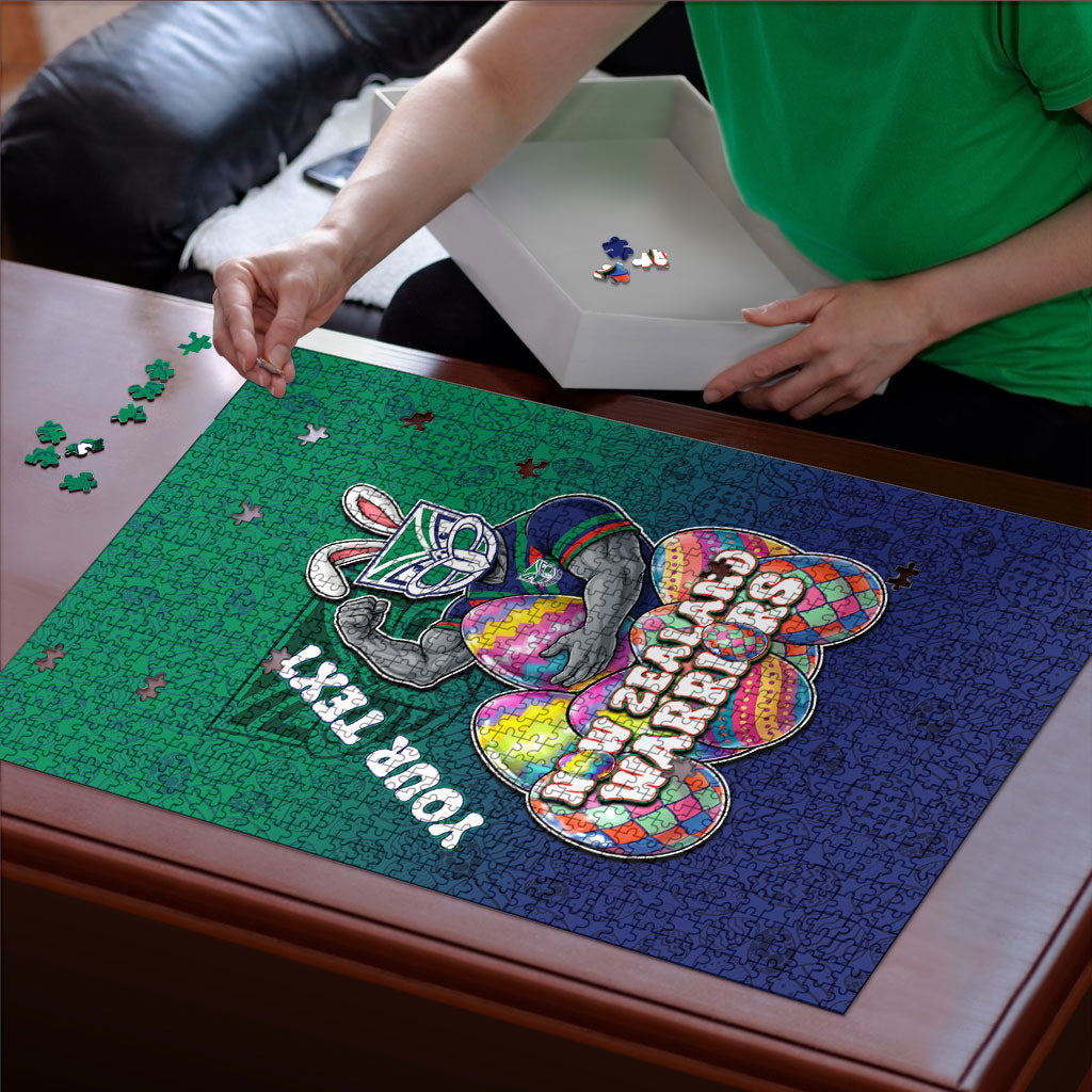 Personalized New Zealand Warriors Puzzle Easter Mascot - Colorful Eggs Cartoon Style