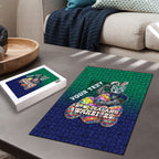Personalized New Zealand Warriors Puzzle Easter Mascot - Colorful Eggs Cartoon Style