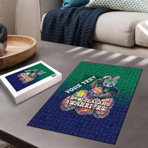 Personalized New Zealand Warriors Puzzle Easter Mascot - Colorful Eggs Cartoon Style