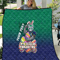 Personalized New Zealand Warriors Quilt Easter Mascot - Colorful Eggs Cartoon Style