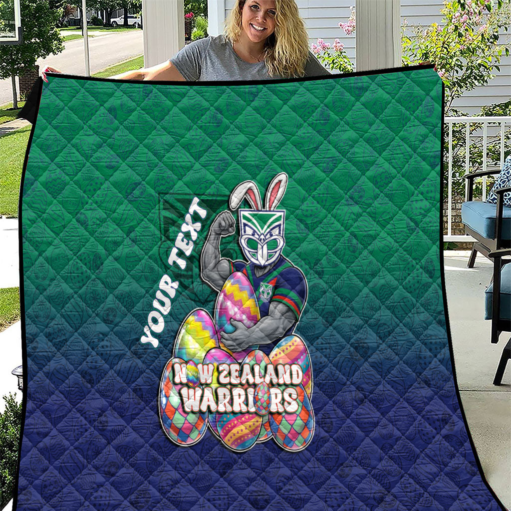 Personalized New Zealand Warriors Quilt Easter Mascot - Colorful Eggs Cartoon Style