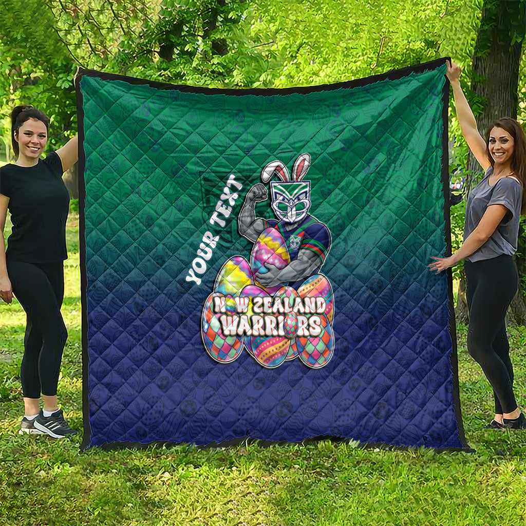 Personalized New Zealand Warriors Quilt Easter Mascot - Colorful Eggs Cartoon Style