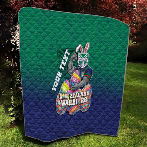 Personalized New Zealand Warriors Quilt Easter Mascot - Colorful Eggs Cartoon Style