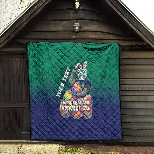 Personalized New Zealand Warriors Quilt Easter Mascot - Colorful Eggs Cartoon Style