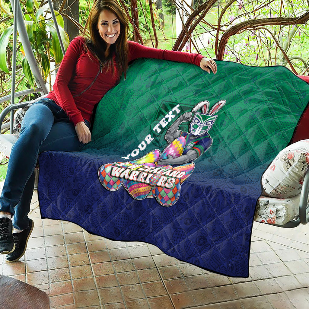 Personalized New Zealand Warriors Quilt Easter Mascot - Colorful Eggs Cartoon Style