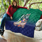 Personalized New Zealand Warriors Quilt Easter Mascot - Colorful Eggs Cartoon Style