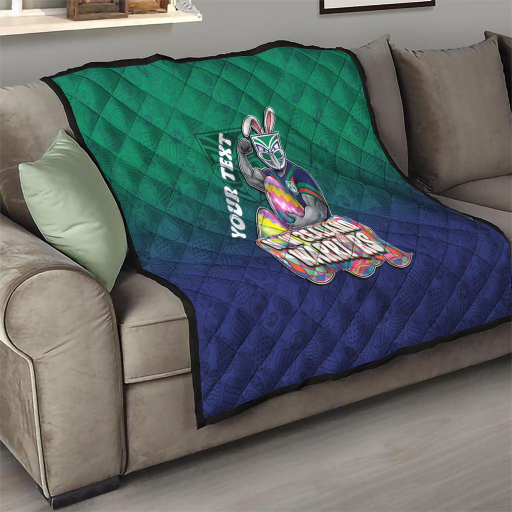 Personalized New Zealand Warriors Quilt Easter Mascot - Colorful Eggs Cartoon Style