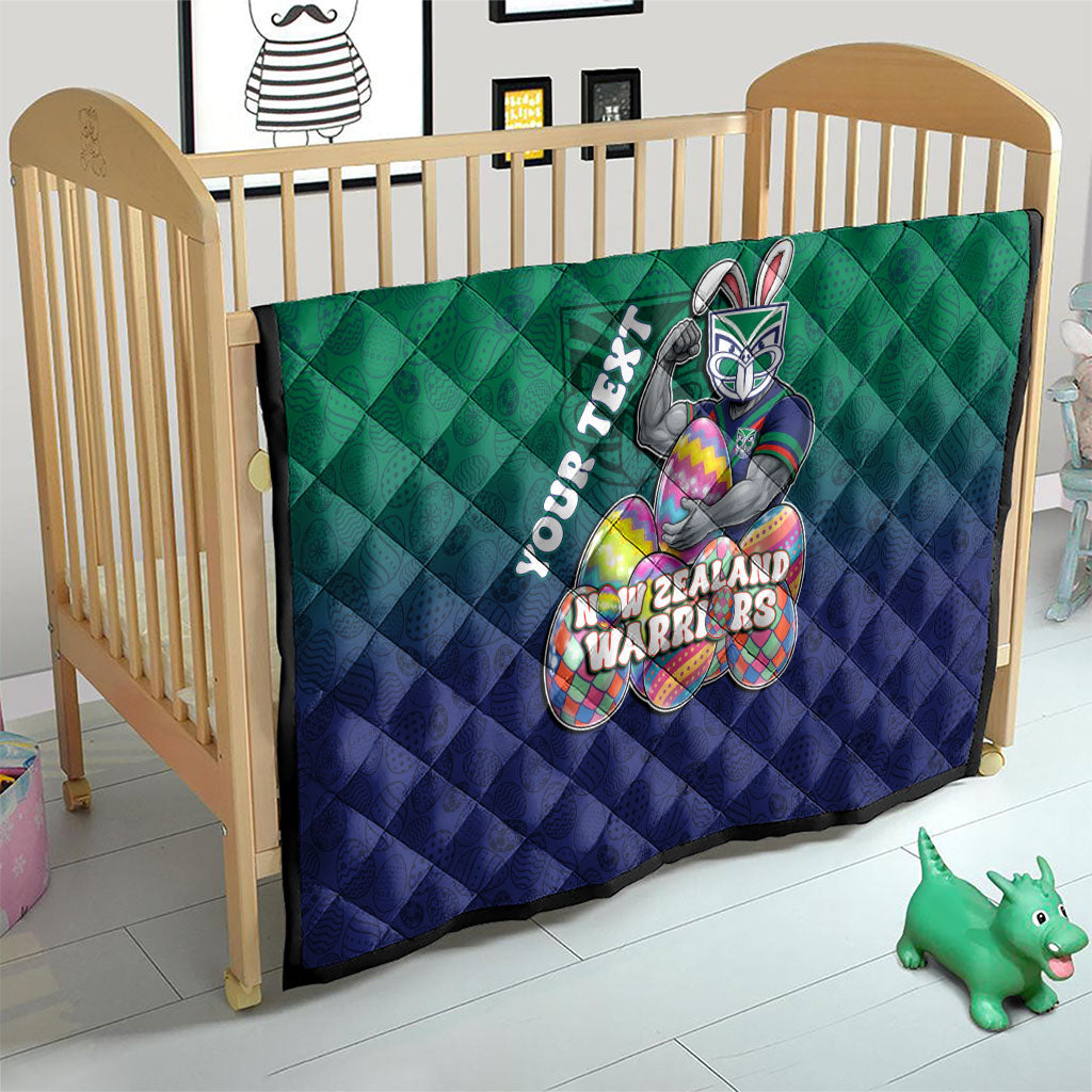 Personalized New Zealand Warriors Quilt Easter Mascot - Colorful Eggs Cartoon Style