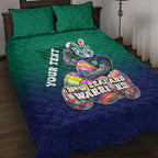 Personalized New Zealand Warriors Quilt Bed Set Easter Mascot - Colorful Eggs Cartoon Style