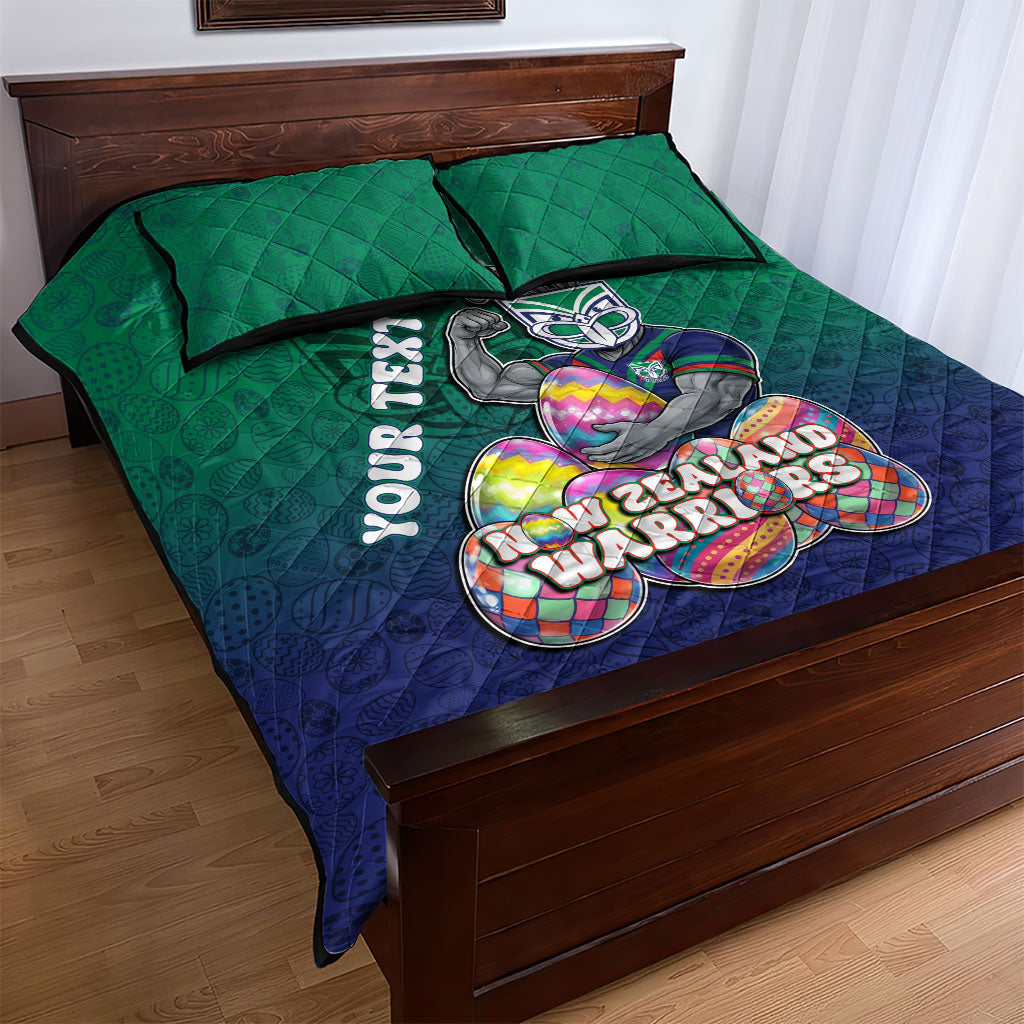 Personalized New Zealand Warriors Quilt Bed Set Easter Mascot - Colorful Eggs Cartoon Style