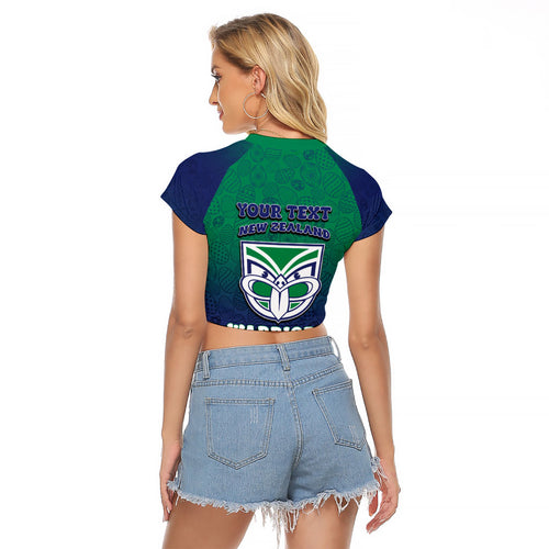 Personalized New Zealand Warriors Raglan Cropped T Shirt Easter Mascot - Colorful Eggs Cartoon Style