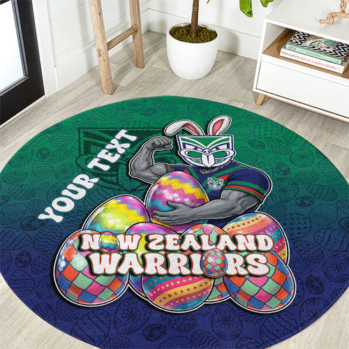 Personalized New Zealand Warriors Round Carpet Easter Mascot - Colorful Eggs Cartoon Style