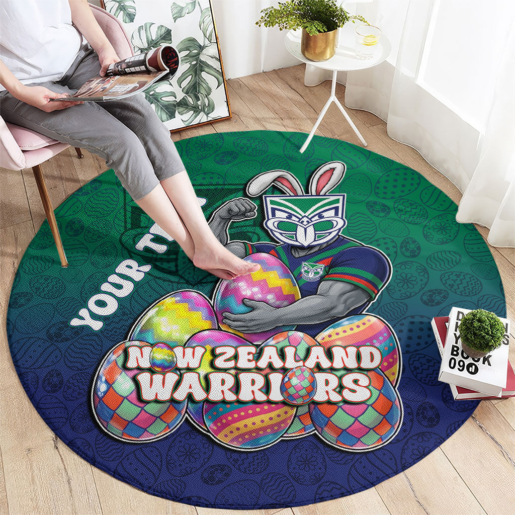 Personalized New Zealand Warriors Round Carpet Easter Mascot - Colorful Eggs Cartoon Style