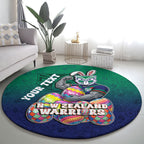 Personalized New Zealand Warriors Round Carpet Easter Mascot - Colorful Eggs Cartoon Style