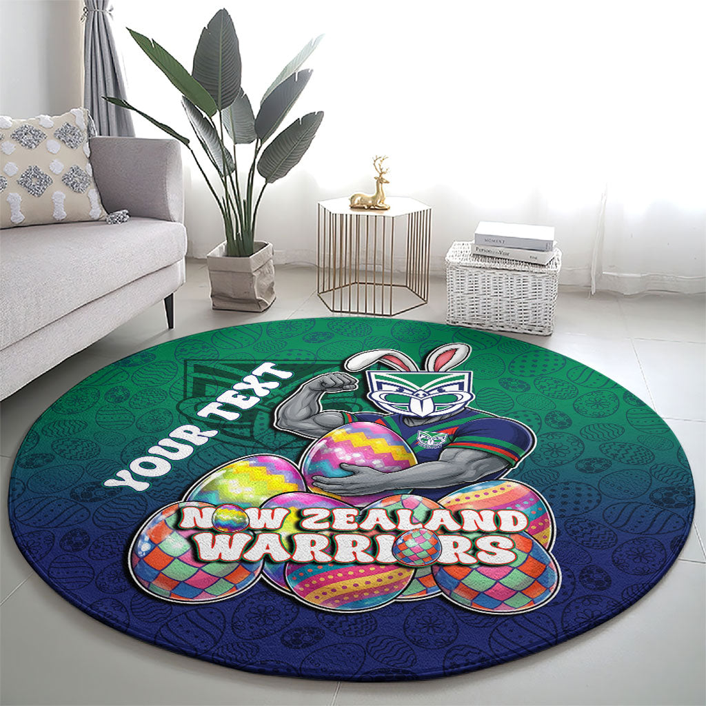 Personalized New Zealand Warriors Round Carpet Easter Mascot - Colorful Eggs Cartoon Style