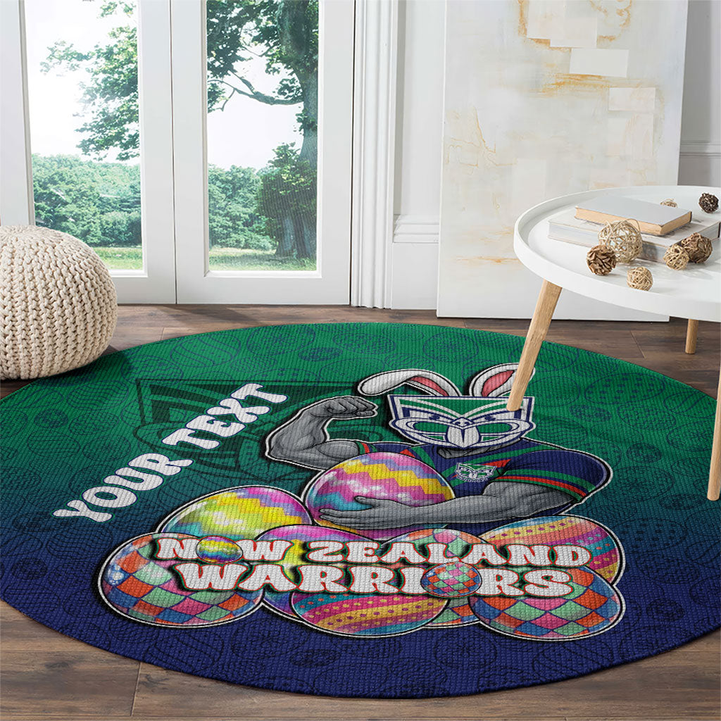 Personalized New Zealand Warriors Round Carpet Easter Mascot - Colorful Eggs Cartoon Style
