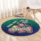 Personalized New Zealand Warriors Round Carpet Easter Mascot - Colorful Eggs Cartoon Style