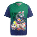 Personalized New Zealand Warriors Rugby Jersey Easter Mascot - Colorful Eggs Cartoon Style