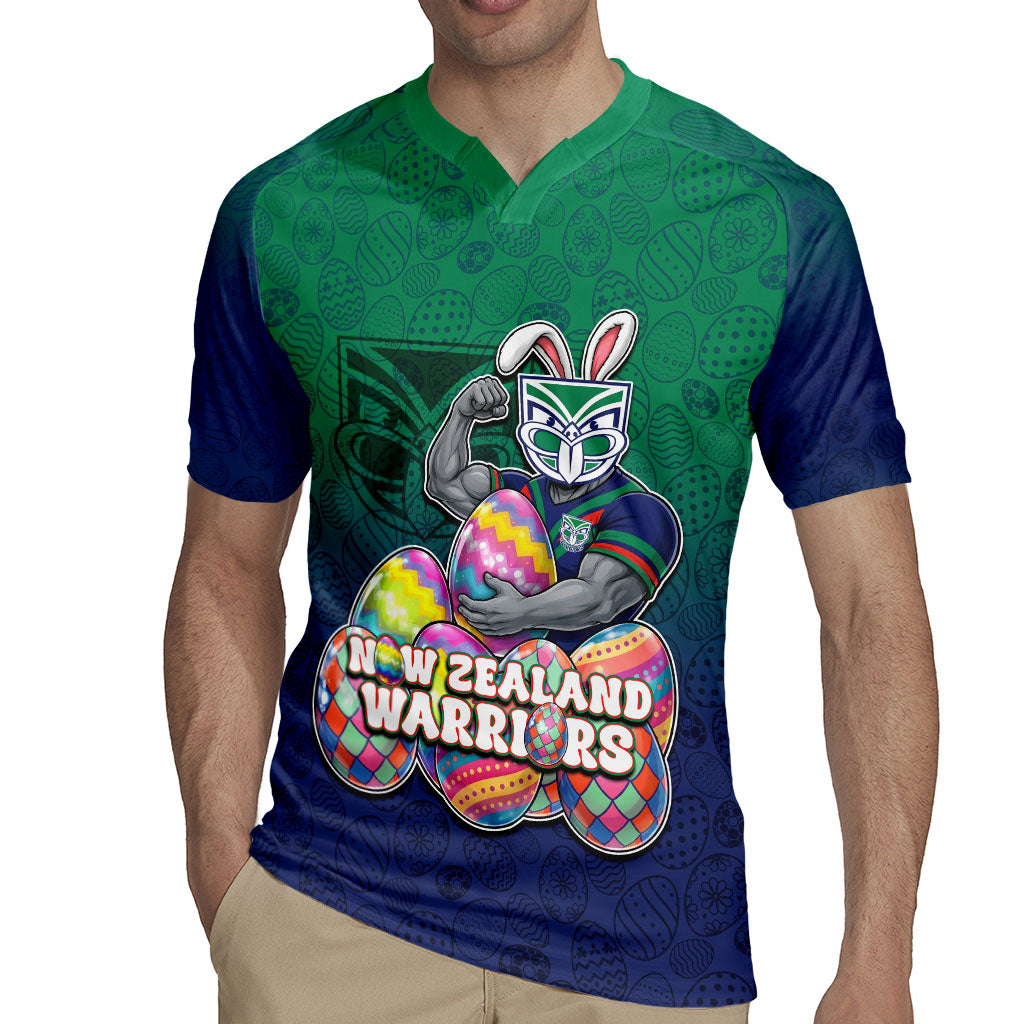 Personalized New Zealand Warriors Rugby Jersey Easter Mascot - Colorful Eggs Cartoon Style