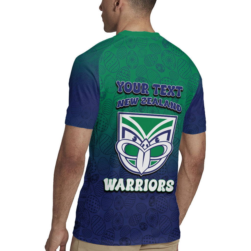 Personalized New Zealand Warriors Rugby Jersey Easter Mascot - Colorful Eggs Cartoon Style