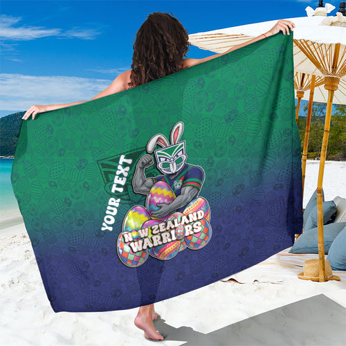 Personalized New Zealand Warriors Sarong Easter Mascot - Colorful Eggs Cartoon Style