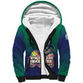 Personalized New Zealand Warriors Sherpa Hoodie Easter Mascot - Colorful Eggs Cartoon Style
