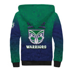 Personalized New Zealand Warriors Sherpa Hoodie Easter Mascot - Colorful Eggs Cartoon Style