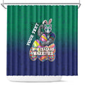 Personalized New Zealand Warriors Shower Curtain Easter Mascot - Colorful Eggs Cartoon Style