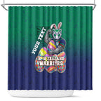 Personalized New Zealand Warriors Shower Curtain Easter Mascot - Colorful Eggs Cartoon Style
