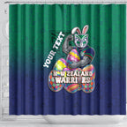 Personalized New Zealand Warriors Shower Curtain Easter Mascot - Colorful Eggs Cartoon Style