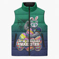 Personalized New Zealand Warriors Sleeveless Puffer Jacket Easter Mascot - Colorful Eggs Cartoon Style