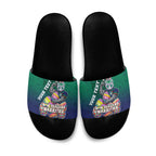 Personalized New Zealand Warriors Slide Sandals Easter Mascot - Colorful Eggs Cartoon Style