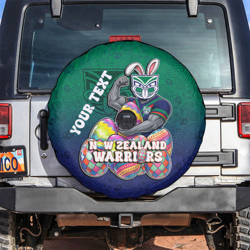 Personalized New Zealand Warriors Spare Tire Cover Easter Mascot - Colorful Eggs Cartoon Style