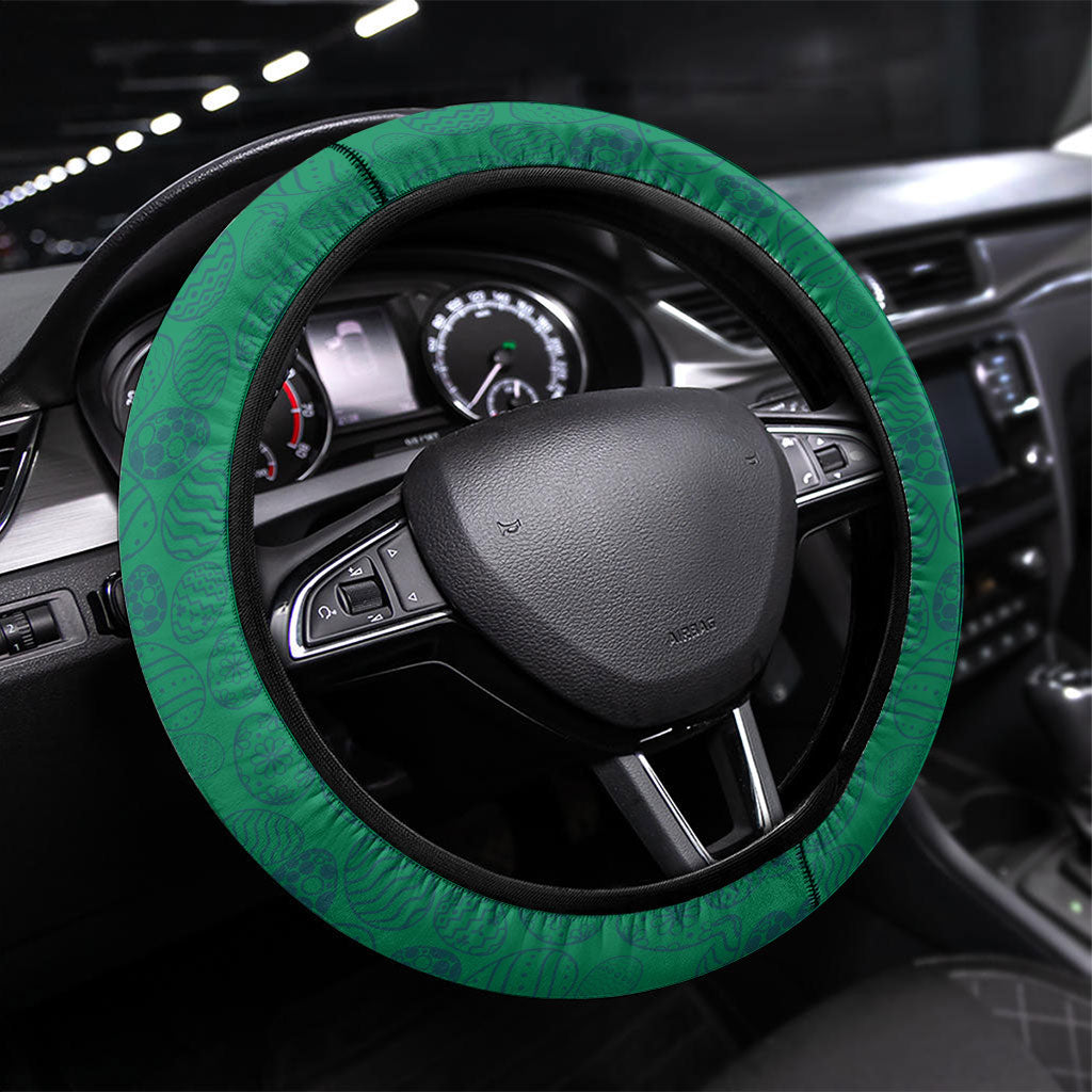 New Zealand Warriors Steering Wheel Cover Easter Mascot - Colorful Eggs Cartoon Style