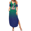 Personalized New Zealand Warriors Summer Maxi Dress Easter Mascot - Colorful Eggs Cartoon Style