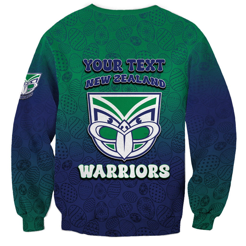 Personalized New Zealand Warriors Sweatshirt Easter Mascot - Colorful Eggs Cartoon Style