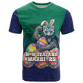 Personalized New Zealand Warriors T Shirt Easter Mascot - Colorful Eggs Cartoon Style
