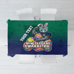Personalized New Zealand Warriors Tablecloth Easter Mascot - Colorful Eggs Cartoon Style