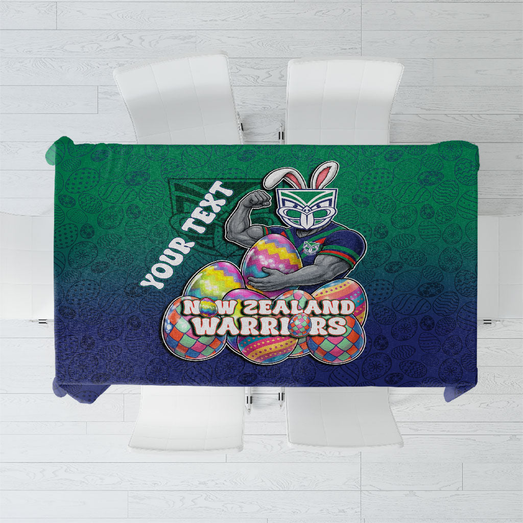 Personalized New Zealand Warriors Tablecloth Easter Mascot - Colorful Eggs Cartoon Style