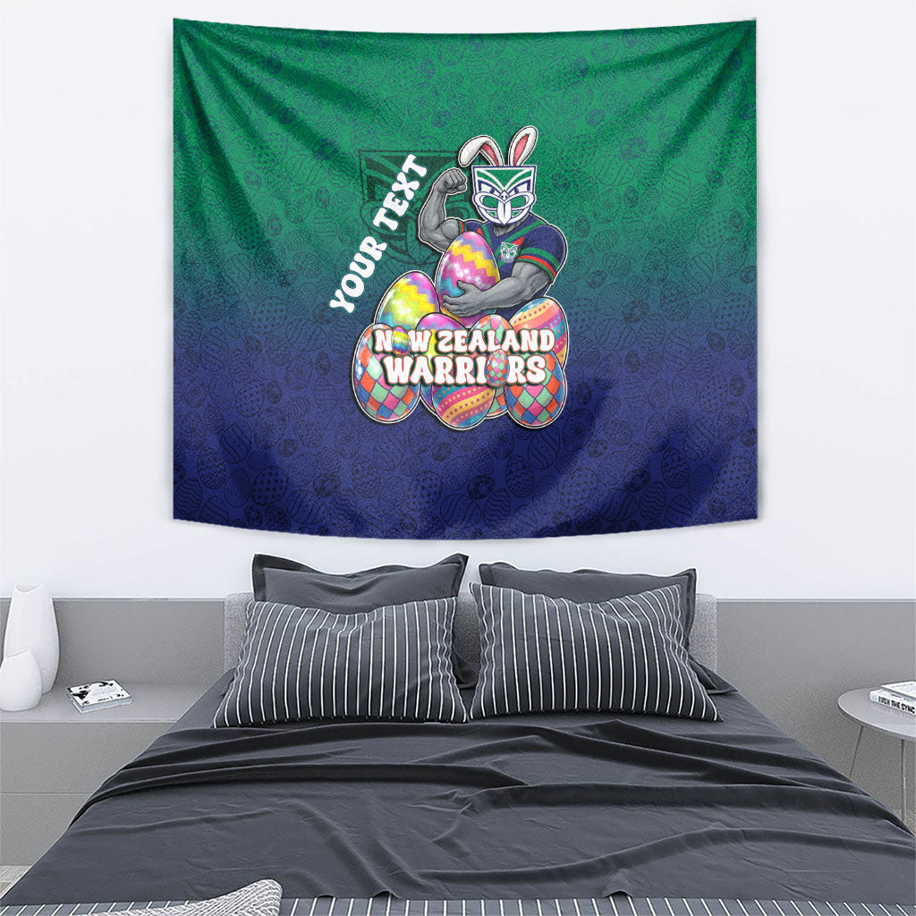 Personalized New Zealand Warriors Tapestry Easter Mascot - Colorful Eggs Cartoon Style