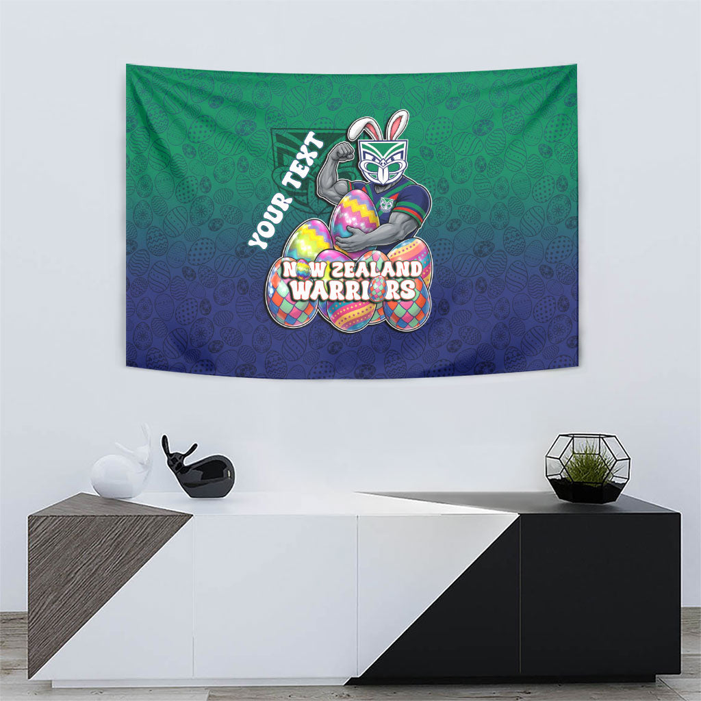 Personalized New Zealand Warriors Tapestry Easter Mascot - Colorful Eggs Cartoon Style