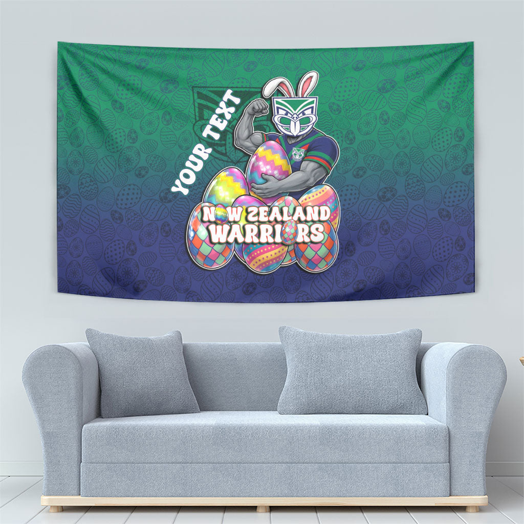 Personalized New Zealand Warriors Tapestry Easter Mascot - Colorful Eggs Cartoon Style