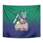 Personalized New Zealand Warriors Tapestry Easter Mascot - Colorful Eggs Cartoon Style
