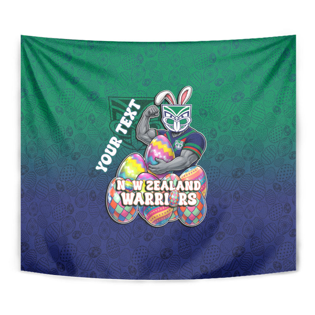 Personalized New Zealand Warriors Tapestry Easter Mascot - Colorful Eggs Cartoon Style